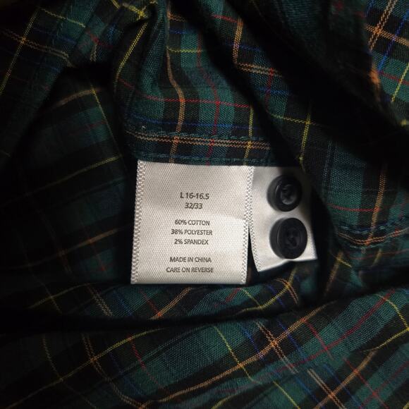 Chaps Dress Shirt Button Down Long Sleeve Mens Large Green 0673 - Picture 6 of 9